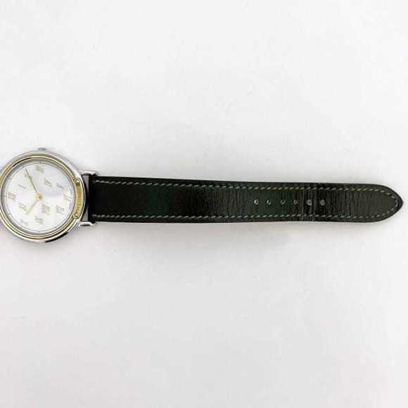 Hermes Watch Meteor f-21083 White Silver Gold Dark Green Boys 32mm SS Leather... - Picture 8 of 11